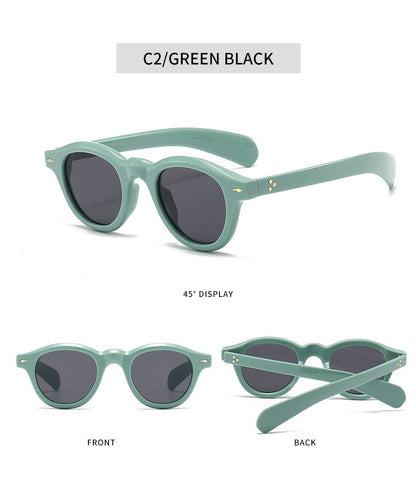 Óculos de sol pequenos redondos da moda femininos retrô com lentes transparentes Ocean Shades UV400 masculinos com rebites estilo punk