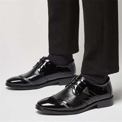 Mens Lace Up Dress Shoes Modern Formal Business Casual Office Suit Tuxedo Patent Leather Oxford Shoes