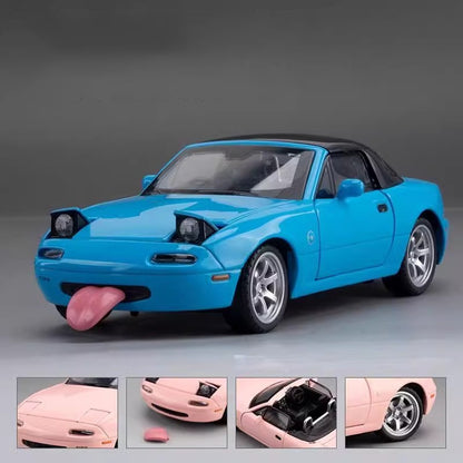 1/32 Mazda MX-5 Miniautura Diecast Miata RoadSter Brinquedo Carro Modelo Som e Luz Portas Abríveis Coleção Presente para Crianças Meninos Meninas