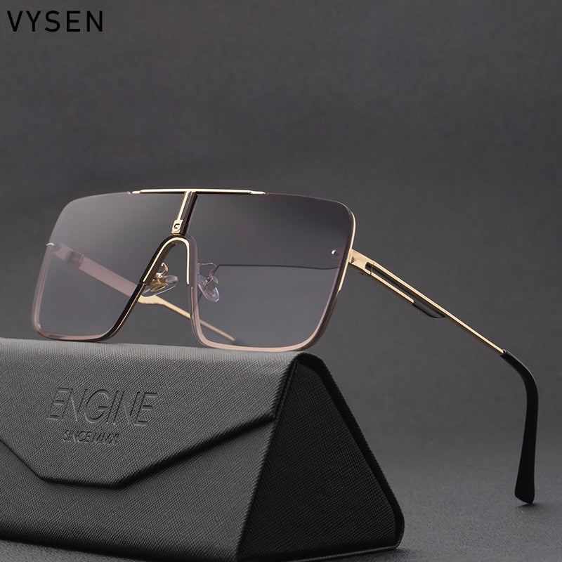 Óculos de sol quadrados oversized para homens, armação grande, 2025, design de marca de luxo, armação de metal, óculos de sol masculinos, óculos retrô