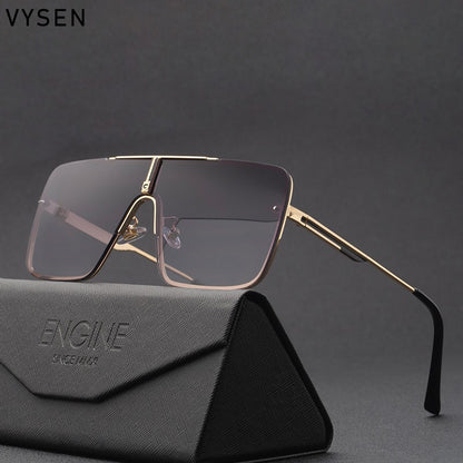 Óculos de sol quadrados oversized para homens, armação grande, 2025, design de marca de luxo, armação de metal, óculos de sol masculinos, óculos retrô