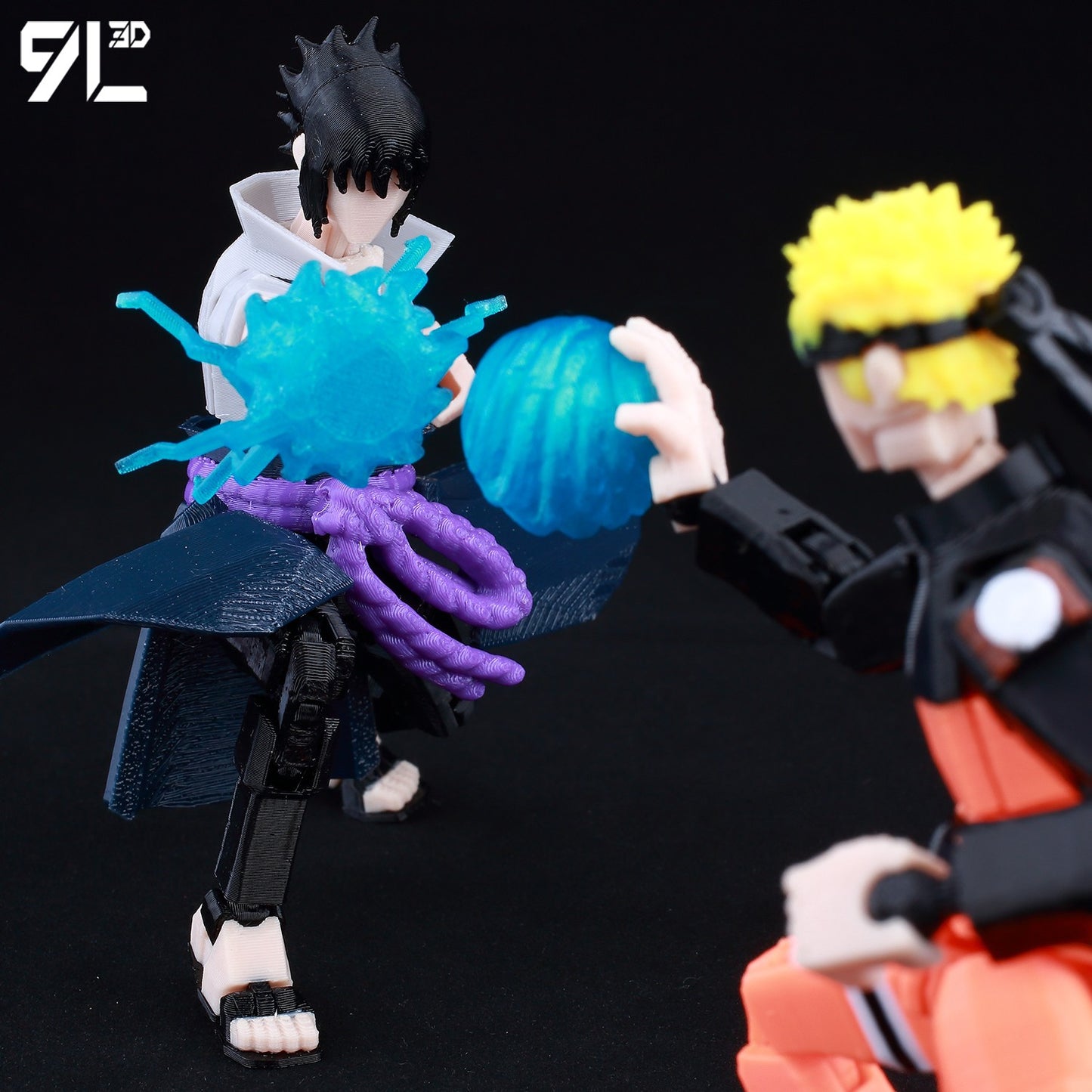 9L3D Lucky13 TITAN13 Rasengan Sasuke Uchiha 3D Figure - Susanoo & Fireball Jutsu Pose with Katana,Dummy13 T13 Anime Action Model