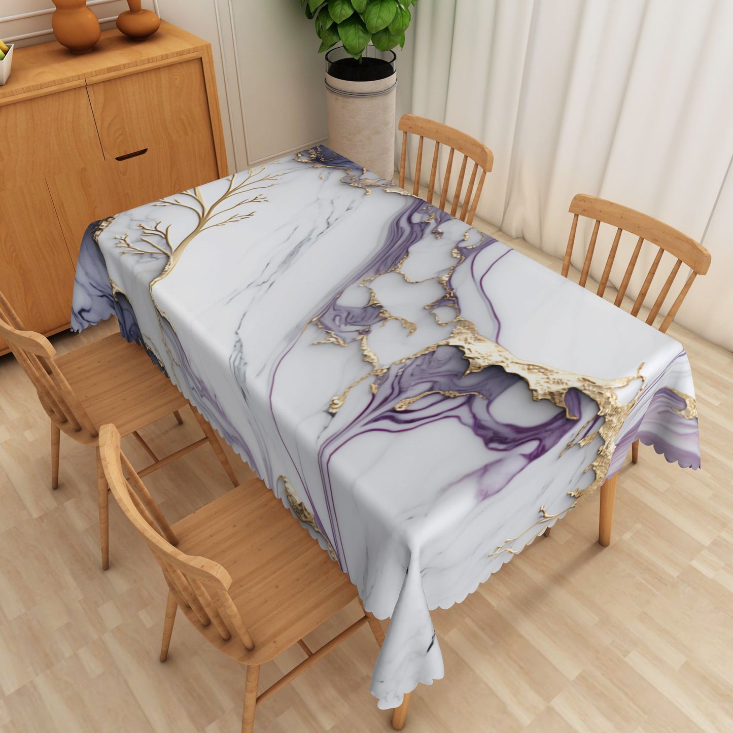 Marble Pattern Tablecloth Rectangular Polyester Dining Table Cover for Home Kitchen Restaurant Holiday Indoor/Outdoor Party