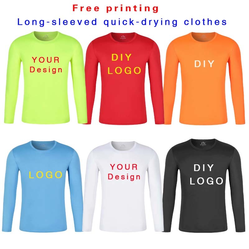 Long Sleeve Fast Dry Round Neck T-shirt Custom Breathable Culture Shirt Sports Fitness Outdoor Printed Logo Running Work Clothes