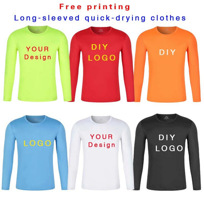Long Sleeve Fast Dry Round Neck T-shirt Custom Breathable Culture Shirt Sports Fitness Outdoor Printed Logo Running Work Clothes