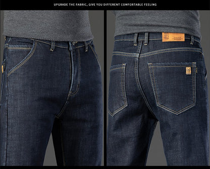 28-40 Large Size Winter Men Plush Thick Fleece Trouser Lambswool Thermal Jeans Casual Pants Windproof Warm Cotton Denim Pants