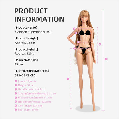 Xianxian Doll 32cm GALA Second Generation BJD Ball-Jointed Supermodel Blonde Caramel Wine-Red Limited Collector Birthday Gift