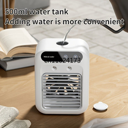 Ventilador de mesa USB Mini resfriador de ar com tanque de água Dispositivo de resfriamento pessoal portátil Bateria de lítio de 1800mAh Ventilador de operação de baixa voltagem