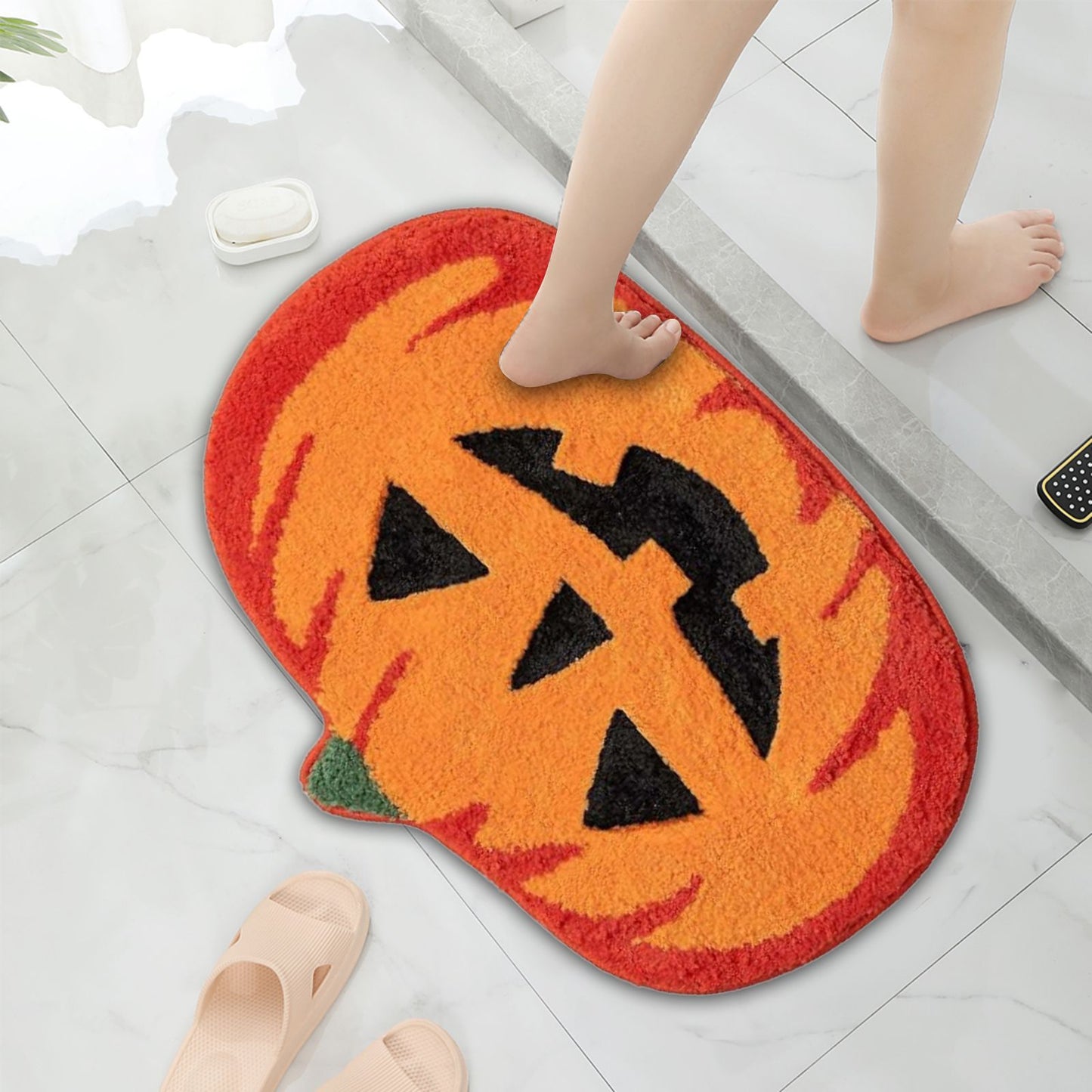 Halloween Shaped Imitation Cashmere Floor Mats Absorbent Bathroom Horror Entrance Door Mat Home Decoration