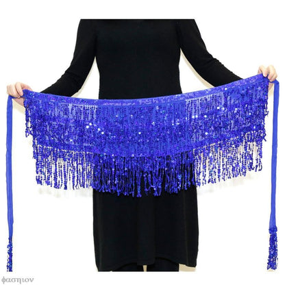 Sexy Women Belly Dance Hip Tutu Skirt Scarf Wrap Belt Glitter Sequins Tassel Hipscarf Skirt Sundress Costume Fringe Skirt Outfit