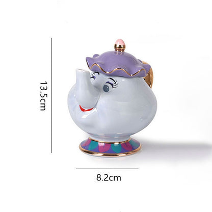 Disney Teapot Cute Cartoon Beauty And The Beast Coffee Pots Mug Mrs Potts Chip Cup Tea Cup Pots One Tea Set Droshipping Desk Gif