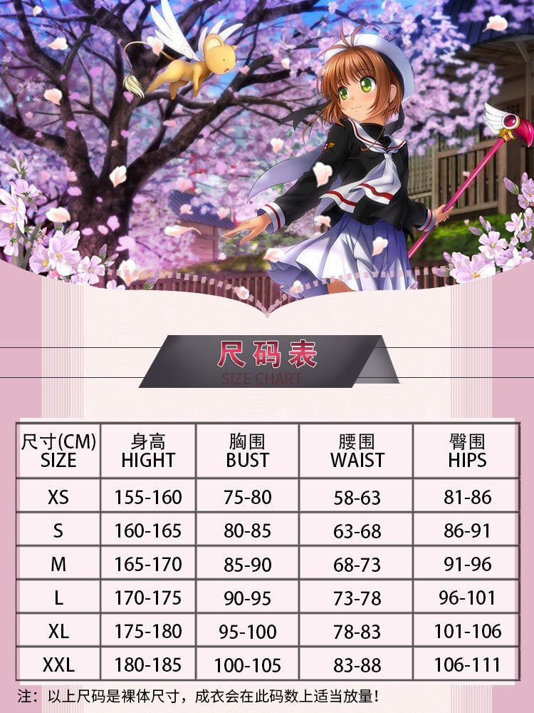 Women Spring Summer Sailor JK Uniform Full Set, Japanese Academy Outfit with Top Pleated Skirt Hat Bow Tie Socks