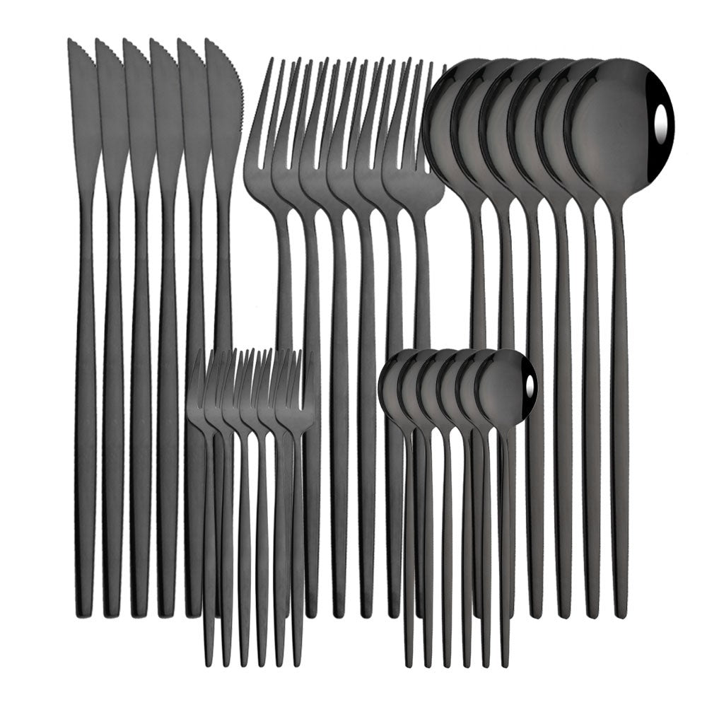 6Set/30Pcs Pink Silver Dinnerware Set Stainless Steel Knife Ckae Fork Spoon Cutlery Set Tableware Silverware Set Dropshipping