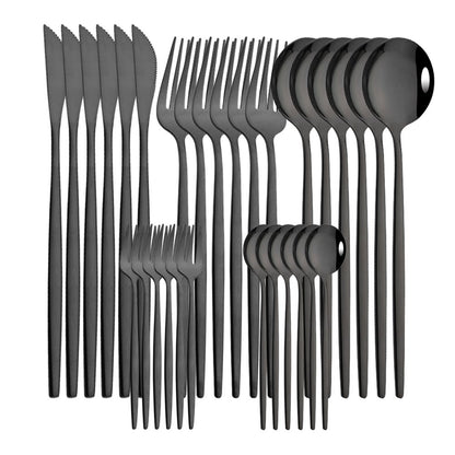 6Set/30Pcs Pink Silver Dinnerware Set Stainless Steel Knife Ckae Fork Spoon Cutlery Set Tableware Silverware Set Dropshipping