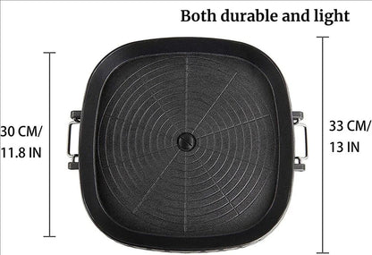 DEOUNY Korean BBQ Grill Pan with Maifan Stone Coated Surface Non-Stick Camping Frying Pan Portable BBQ Grill Plate for Outdoor
