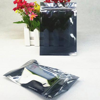 100pcs Silver Aluminum Foil Zip-lock Bags, Food Grade Aluminized Mylar Zipper Self Sealing Pouches for Cloth / Snacks Packaging