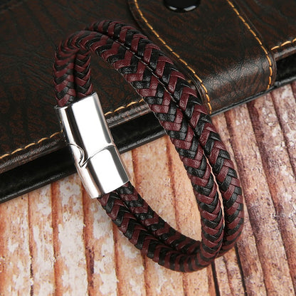 Novos Braceletes e Pulseiras de Couro Genuíno 2025 para Homens e Mulheres Pulseira de Couro de Camada Dupla Joias Artesanais Masculinas Pulseras