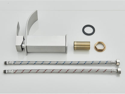 Brushed Golden Basin Faucets Elegant Waterfall Bathroom Sink Faucet Single Lever Hole Deck Mount Brass  Mixer Taps