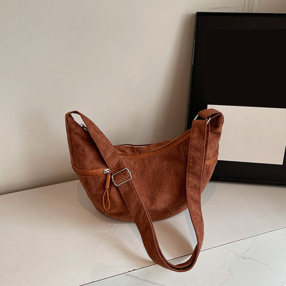 Imitation Suede Bag, New Crossbody Bag, Women's Bag, High-End Feel, Shoulder Bag, Large Capacity Commuting Dumpling Bag