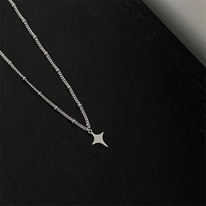 Colar de corrente com pingente de estrela prateado Kpop Gótico para mulheres, homens, Egirl, Y2K, Legal, EMO, Punk, Estética Grunge, Presentes