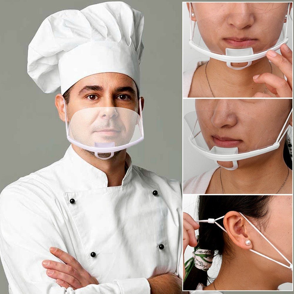 10/5/1x Plastic Clear Mask Shield Anti-Fog Reusable Restaurant Food Handlers Beauty Chef Waiter Protective Mask Open Face Guard