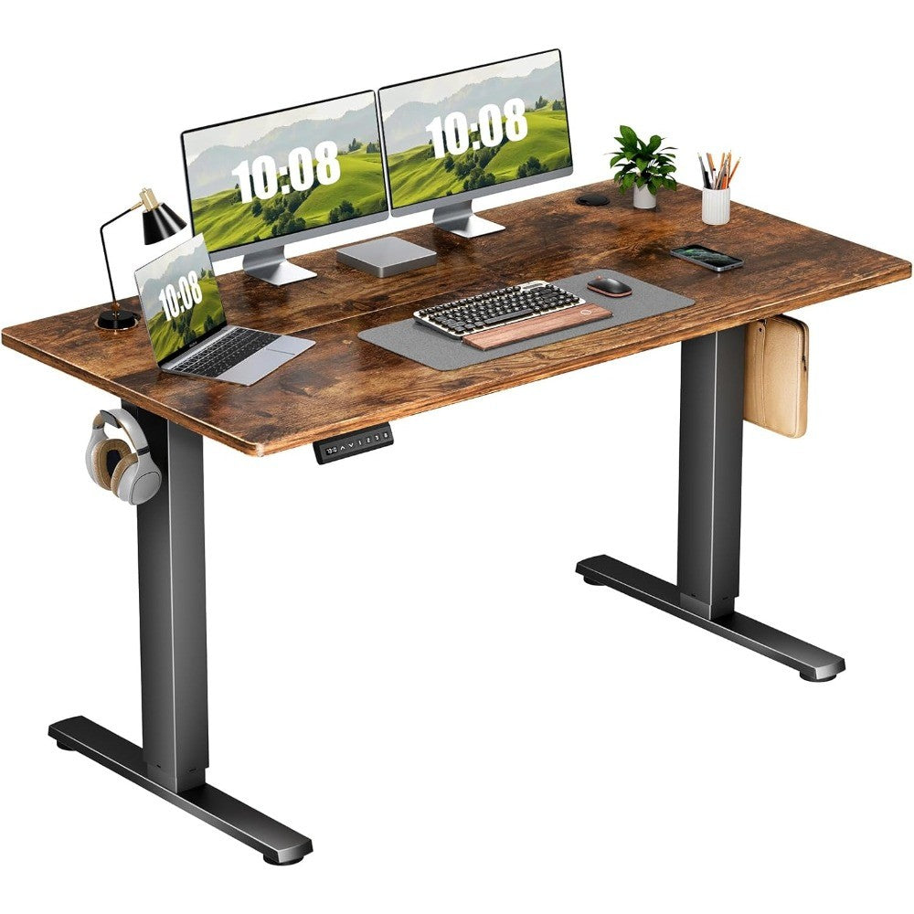 Electric Adjustable Height Standing Desk - 55 x 24 inch Sit to Stand Up Desk with Splice Board, Rising Home Office Computer Tab