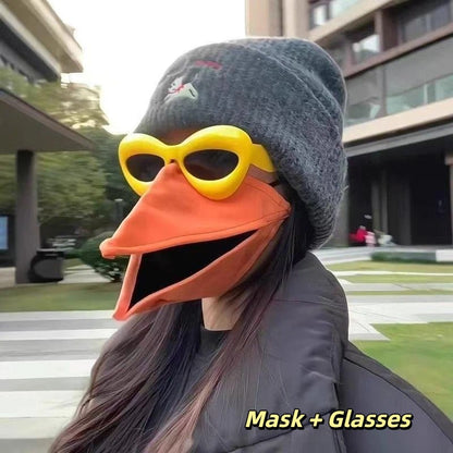 1/2Pcs Creative Movable Animal Mask Breathable 3D Duck Bill Face Mask & Yellow Frame Glasses Breathable Funny Party Set Gift