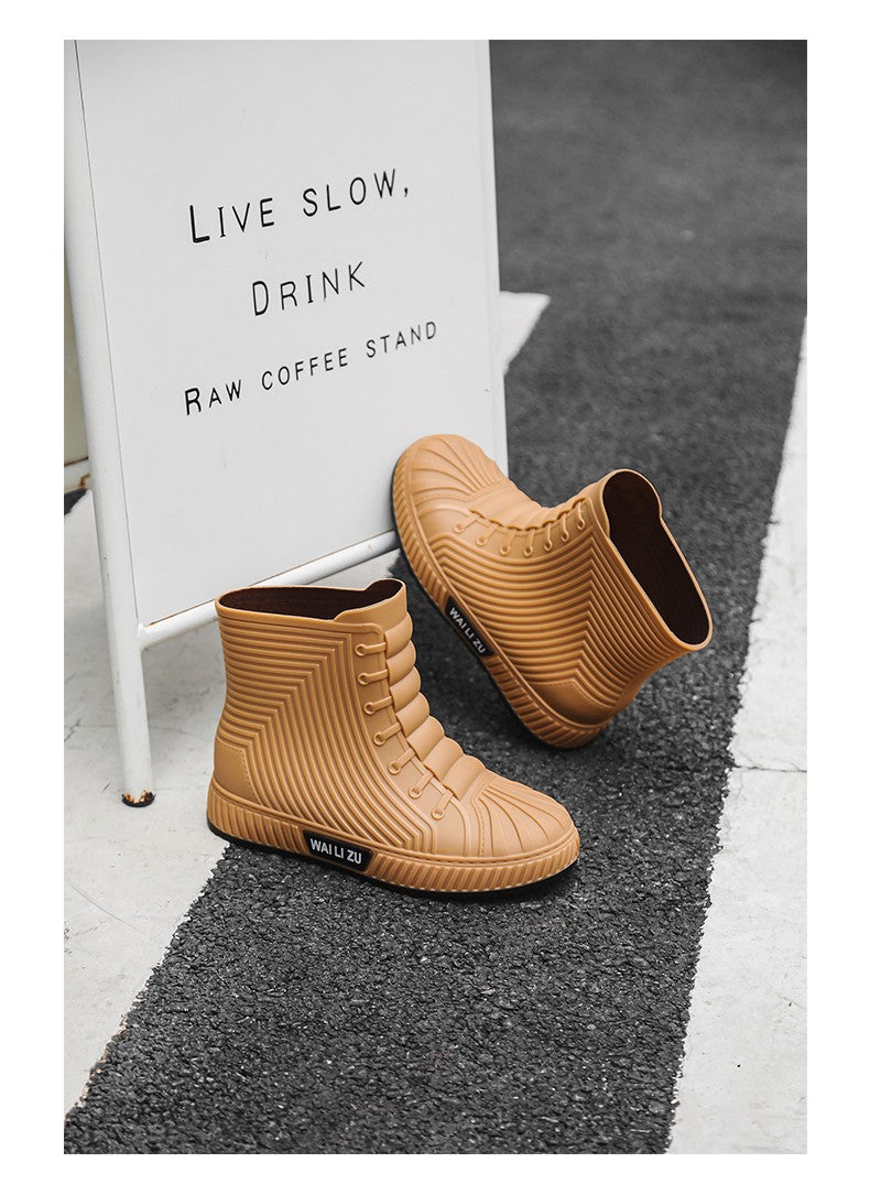 Versatile Casual Short-barreled Waterproof Shoes Men Women Lined With Fleece Warmth Anti-slip Wear-resistant Outdoors Rain Boots