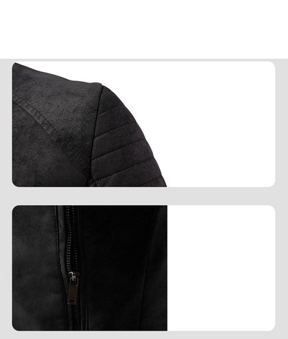 Autumn Winter Breathable Solid Windproof Men Coat New Casual Retro Leather Jacket Outdoors Fashion Versatile Stand Collar Tops