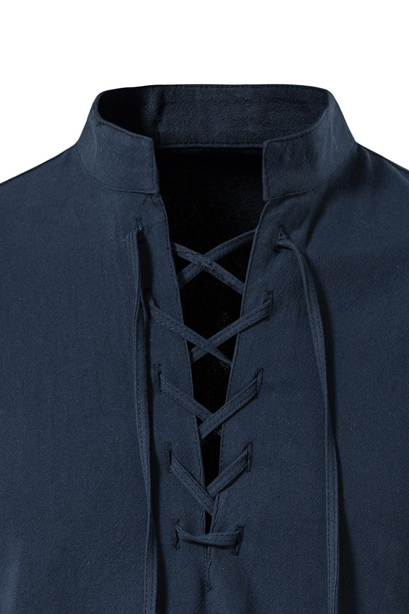 King Billion Men's Shirts Casual Men Cotton Linen Long Sleeve T-shirt Spring Autumn Vintage Shirt US Size Drawstring Neck