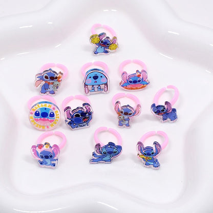 10/20pcs Disney Anime Stitch Ring Kawaii Lilo Stitch Children Acrylic Ring Cartoon Accessories Toy Kids Gifts