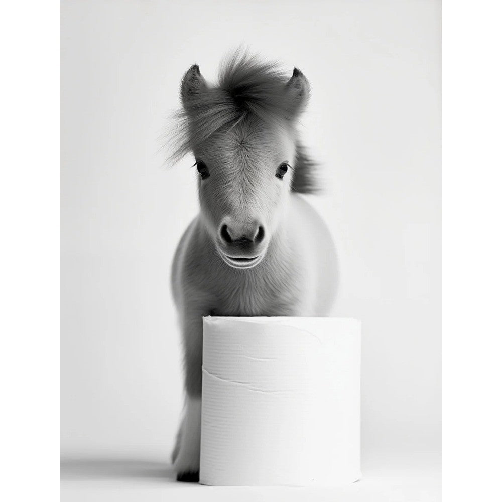 Black and White Cute Animal and Toilet Paper Poster Lion Owl Cat Dog Canvas Painting Wall Art Bathroom Living Room Home Decor