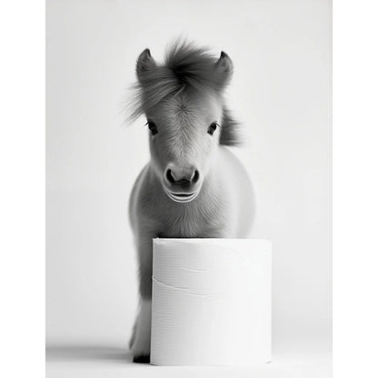 Black and White Cute Animal and Toilet Paper Poster Lion Owl Cat Dog Canvas Painting Wall Art Bathroom Living Room Home Decor