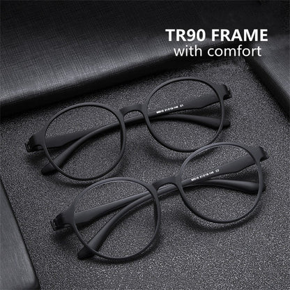 Óculos Ultraleves TR90 para Computador, Anti-Luz Azul, Proteção Ocular para Mulheres e Homens, Design Retrô Sem Parafusos, Óculos de Leitura Redondos