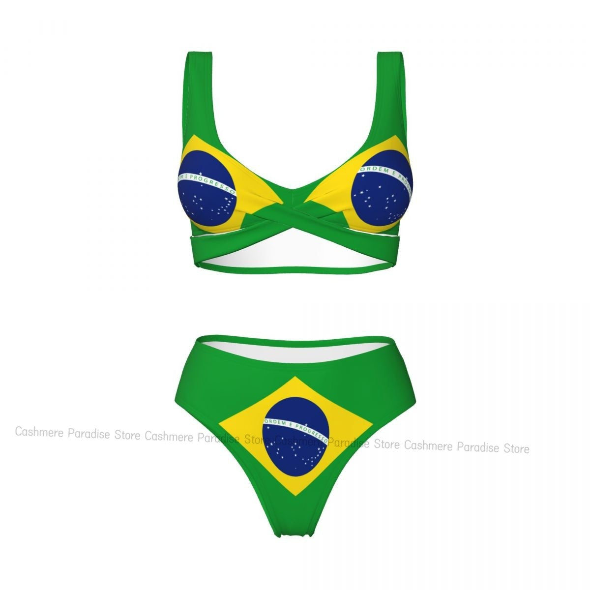 The Push-Up Brazil Flag Sexy Bikini Women Swimwear Female Swimsuit Swimming Bathing