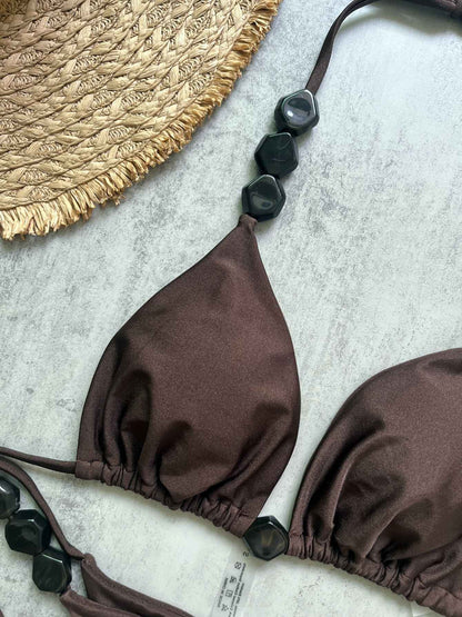 2025 Sexy Bead Bikini Swimwear Women Halter Bikini Swimsuit Beach Halter V Neck Bikini Set Beachwear Summer Bathing Suit