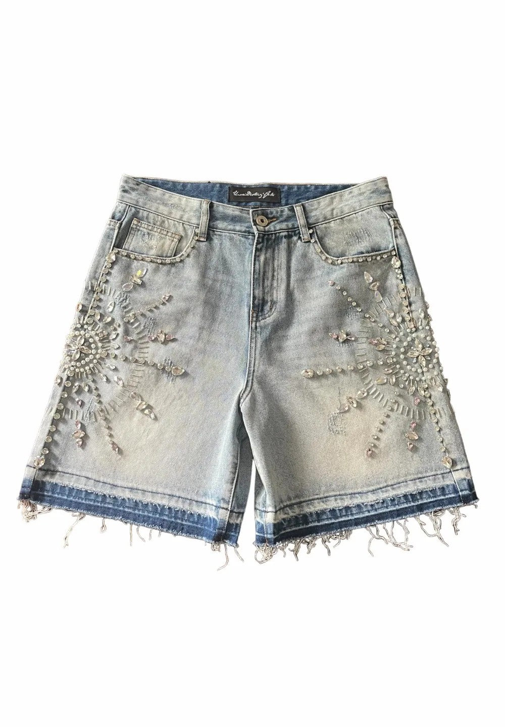 Retro Gothic Y2k Sweatpants Oversized Iron Diamond Pattern Denim Shorts for Men Hip Hop Punk Low Waist Gym Shorts Streetwear