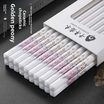 Novo conjunto de hashis de cerâmica à prova de quedas, antiderrapante, de grau alimentício, resistente à umidade, de alta temperatura, talheres chineses, hashis de sushi