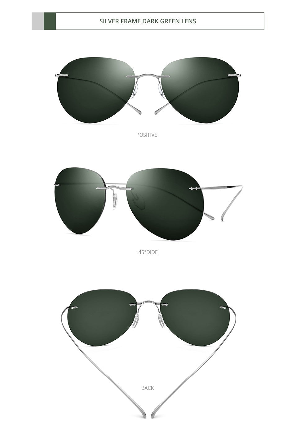 FONEX Titanium Rimless Sunglasses Men Ultralight Frameless Austria Pilot Aviador Polarized Sun Glasses for Women Shades 85695