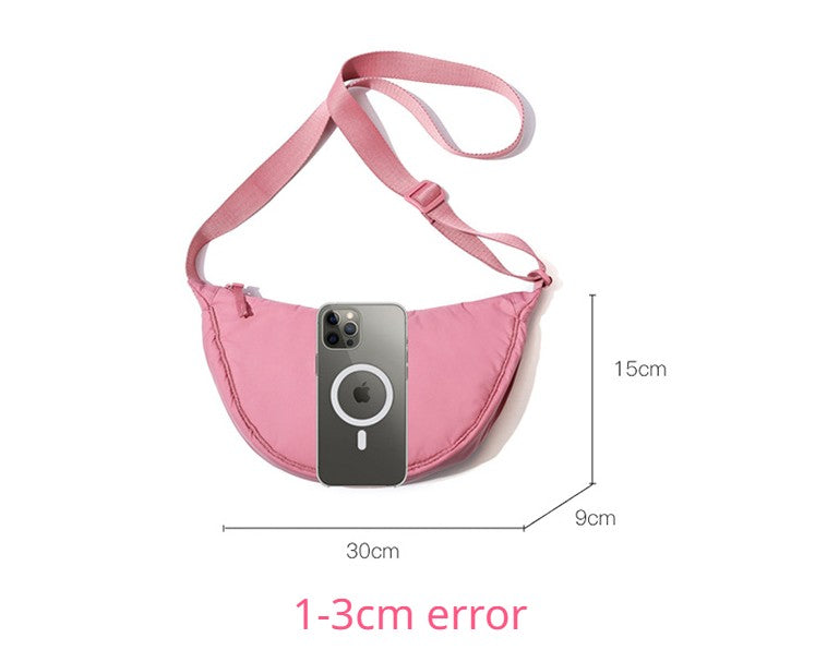 Solid Color Women's Portable Shoulder Bag Simple Female Nylon Cloth Padded Crossbody Bags Travel Purse Handbags Messenger Bag