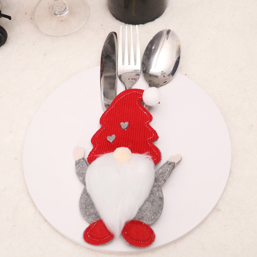 1/3pc Christmas Cutlery Set XMAS Elder Snowman Elk Doll Knife Fork Cutlery Set Cloth Art Knife And Fork Set Decoration For XMAS