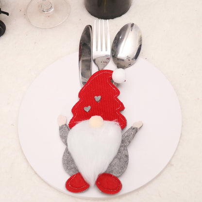1/3pc Christmas Cutlery Set XMAS Elder Snowman Elk Doll Knife Fork Cutlery Set Cloth Art Knife And Fork Set Decoration For XMAS