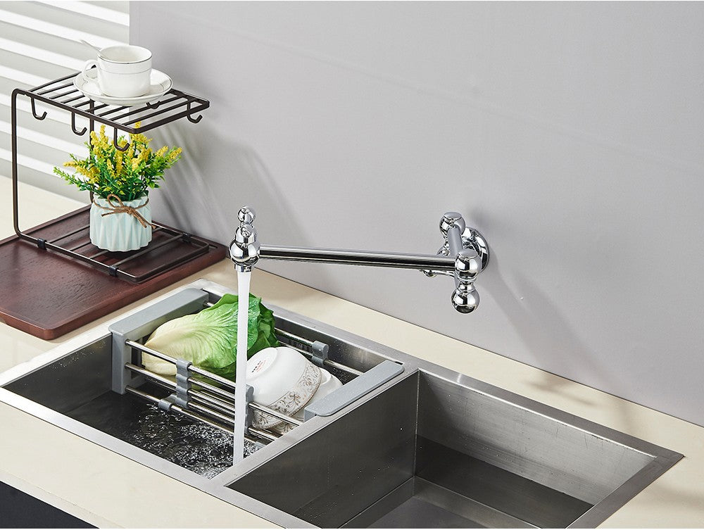 Brushed Gold Rotated Kitchen Sink Faucet Cold Water Tap Brass Basin Sink Swivel Faucets Wall Mounted Faucet