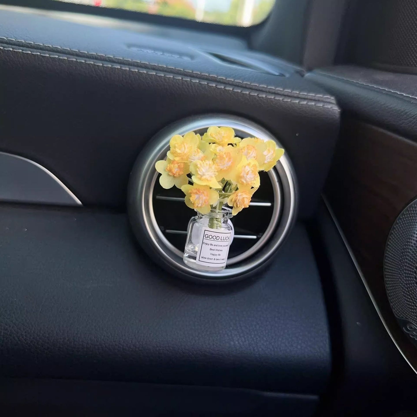 Enfeites de clipe de saída de ar do console central do carro, flores simuladas, clipe de carro, enfeites de vaso de vidro de jasmim, respira bebê para meninas, decorações
