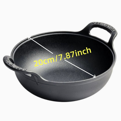 Panela de ferro fundido de fundo plano, tamanho mini, multifuncional, antiaderente, utensílio de cozinha durável, sem tampa