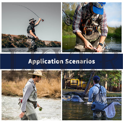 Calça Vadeadora Masculina de Pesca de Cintura em Tecido Impermeável de Três Camadas com Meias de Neoprene para Dias Frios