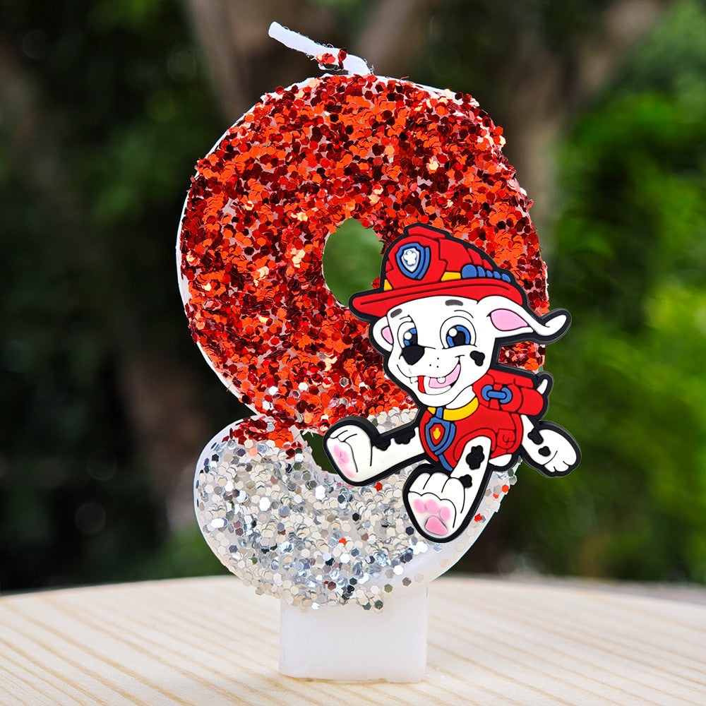 Paw Patrol Candle 0-9 Number Candle Paw Patrol Cartoon Character Party Cake Plug-in Birthday Cake Decoration Baby Shower Gift