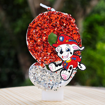 Paw Patrol Candle 0-9 Number Candle Paw Patrol Cartoon Character Party Cake Plug-in Birthday Cake Decoration Baby Shower Gift
