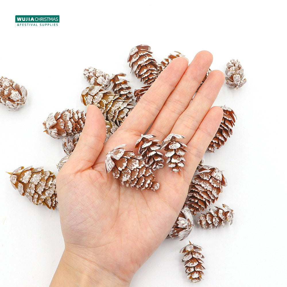 24Pcs Christmas Fake Pine Cones Xmas Tree Hanging Ornament Flowers Wreaths Pendant for Festival Wedding Party Gift Navidad Natal