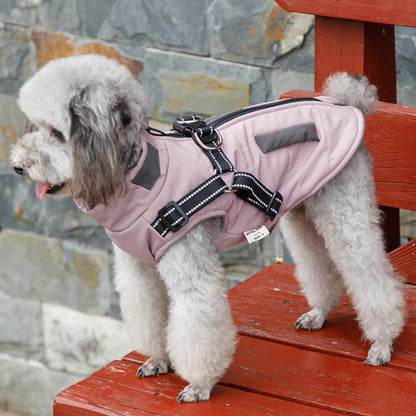 Casaco Quebra-Vento para Cães com Colete e Dois Anéis em D Jaqueta para Cães Casaco com Capuz Quente Roupa Quente para Cães